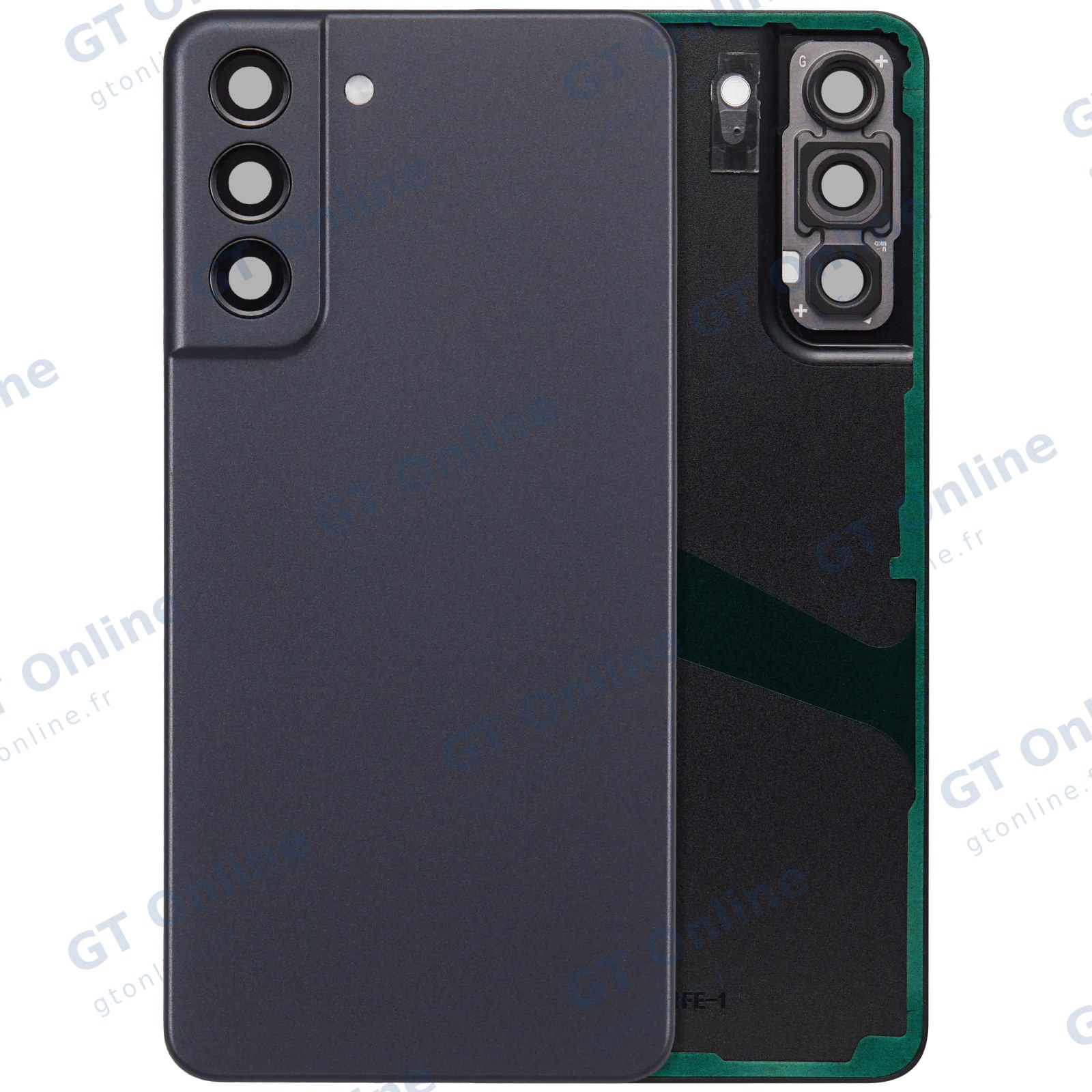 Vitre arrière pour Samsung Galaxy S21 FE 5G (sans logo, compatible premium, graphite)