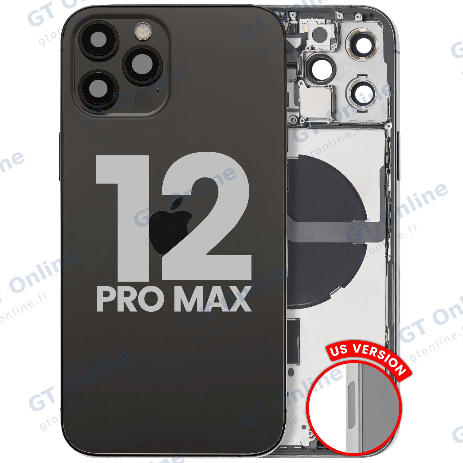 Châssis pour Apple iPhone 12 Pro Max (version US, origine d'occasion — grade B, graphite)