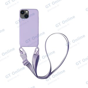 Coque Silicone avec Bandoulière Apple iPhone 15 Plus (#15) Violet Clair