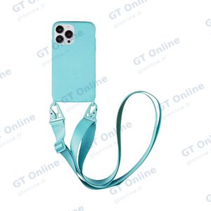 Coque Silicone avec Bandoulière Apple iPhone 13 Pro Max (#7) Bleu Clair