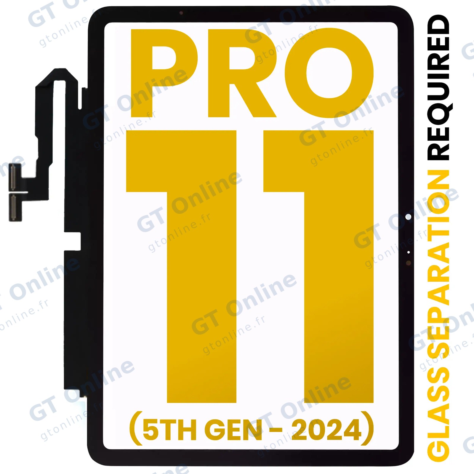 Vitre tactile pour Apple iPad Pro 11" 5e génération (2024) (OCA préinstallé, séparation de la vitre requise, premium, toutes couleurs)