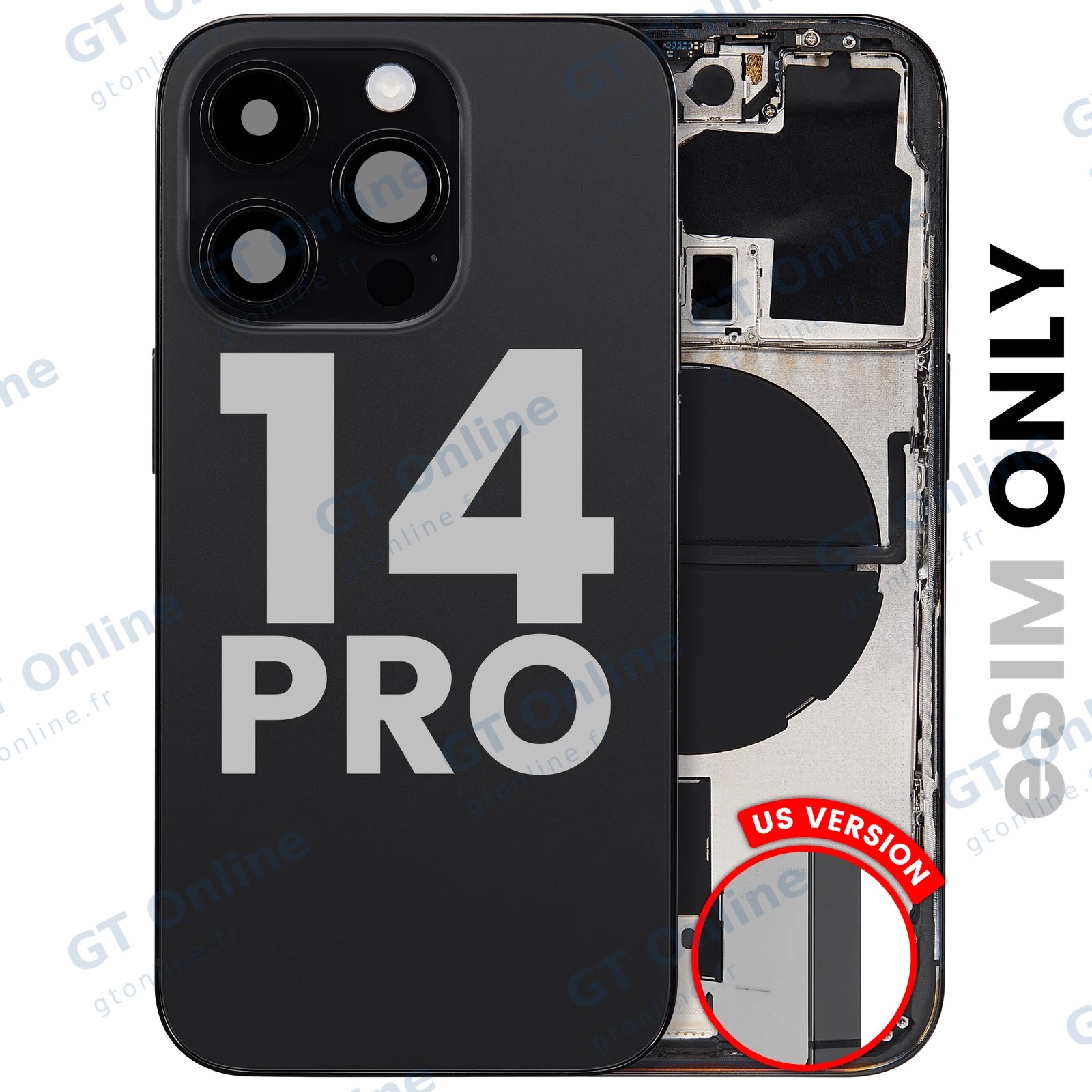 Châssis pour Apple iPhone 14 Pro (version US, origine d'occasion — grade B, noir sidéral)