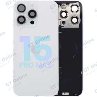 Vitre arrière pour Apple IPhone 15 Pro Max (pack service origine, White Titanium)