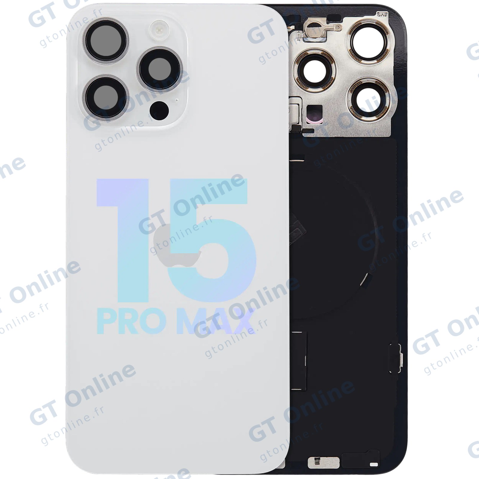 Vitre arrière pour Apple IPhone 15 Pro Max (pack service origine, White Titanium)