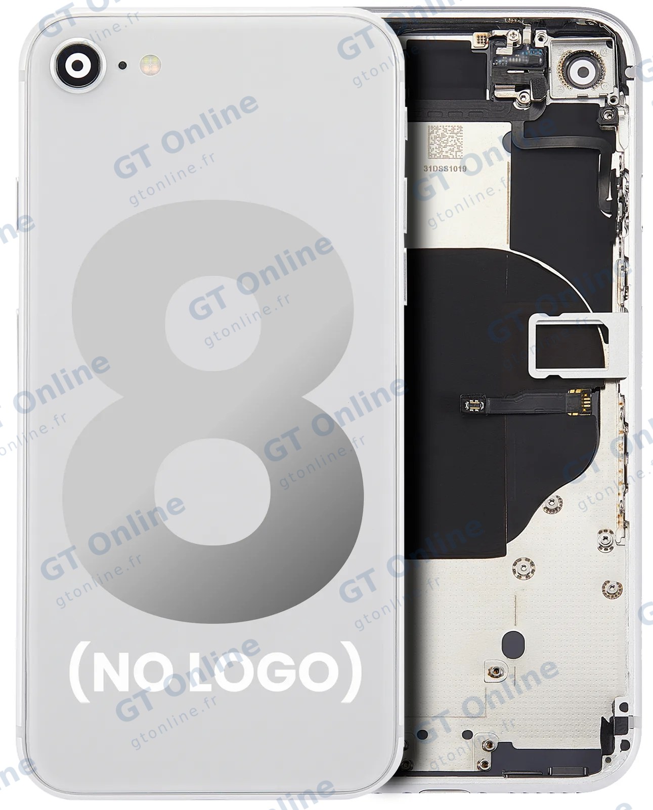 Châssis pour Apple iPhone 8 (sans logo, compatible premium, argent)