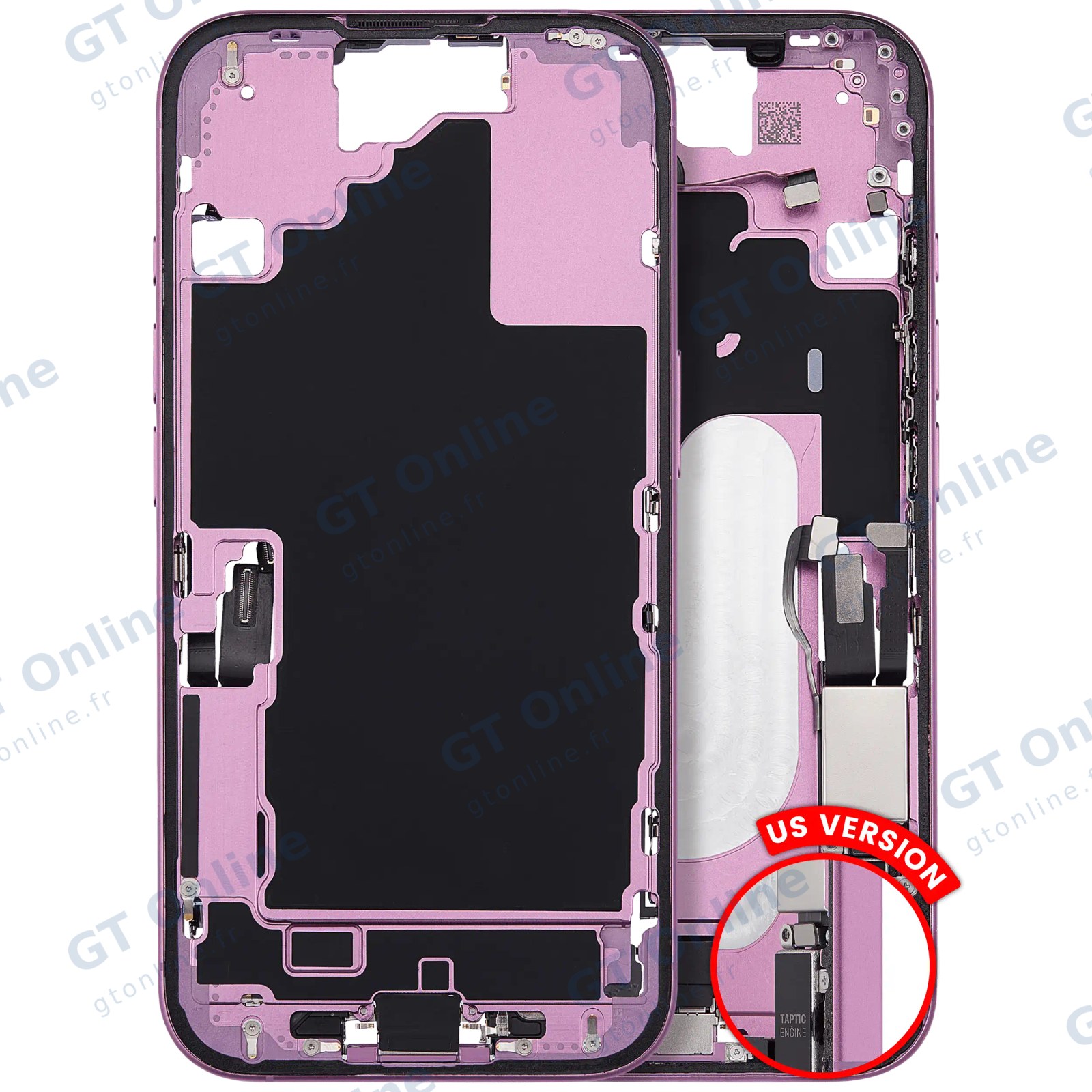 Châssis pour Apple iPhone 16 (version US, origine d'occasion — grade B, rose)
