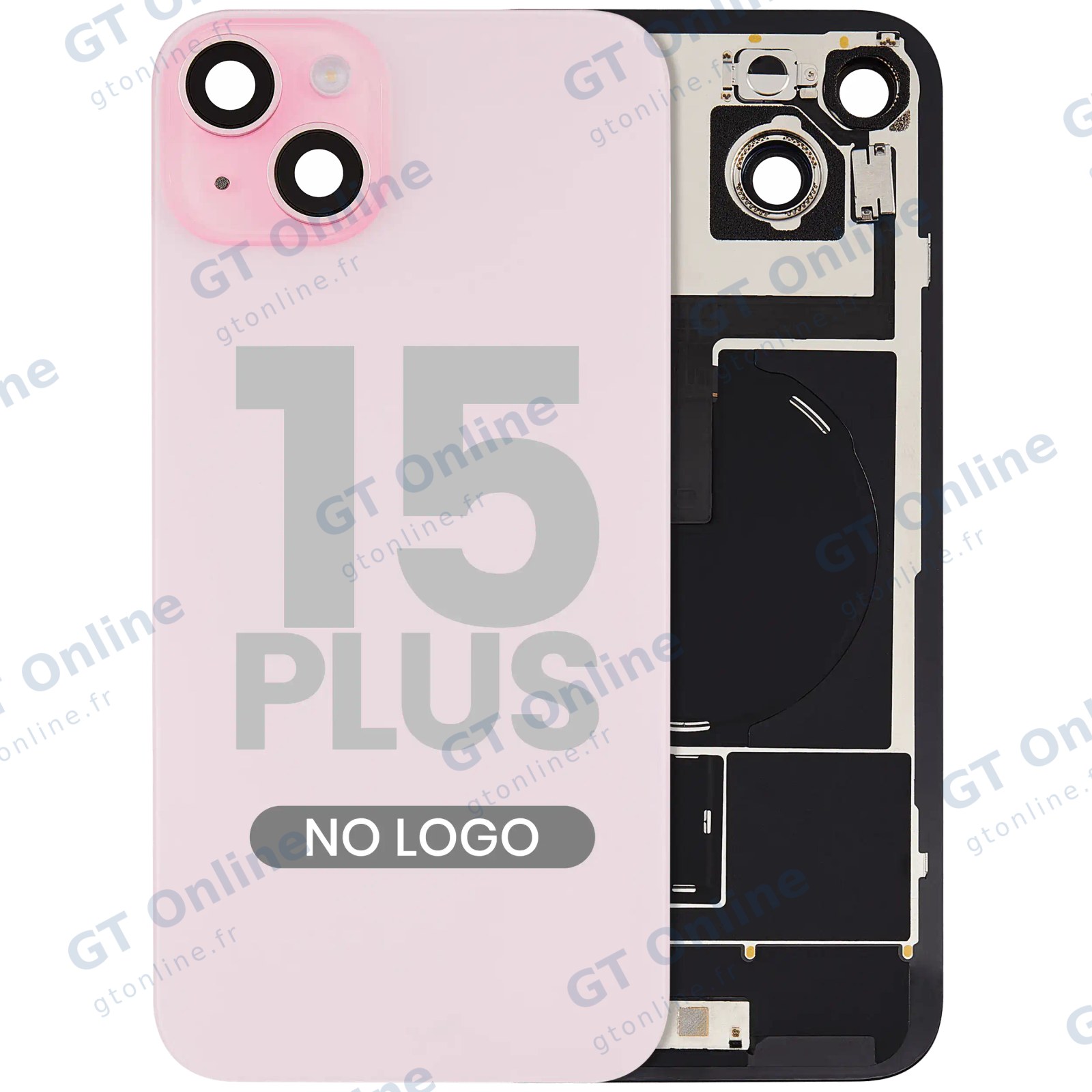 Vitre arrière pour Apple iPhone 15 Plus (sans logo, compatible, rose) — réf. 107082130565
