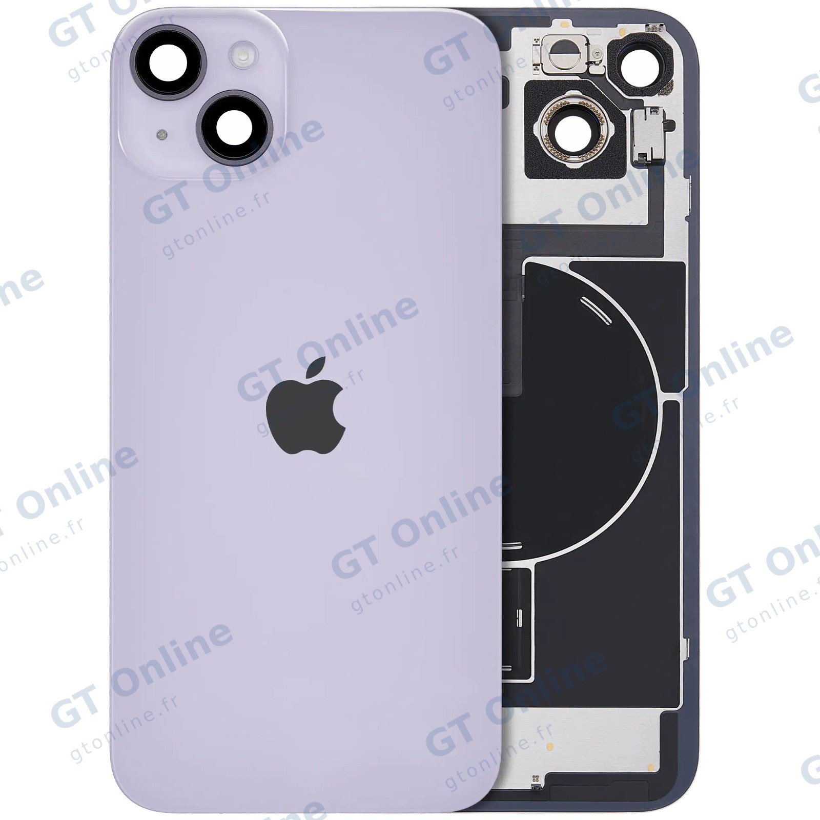 Vitre arrière avec MagSafe, NFC et nappe flash pour Apple iPhone 14 Plus (origine, violet)