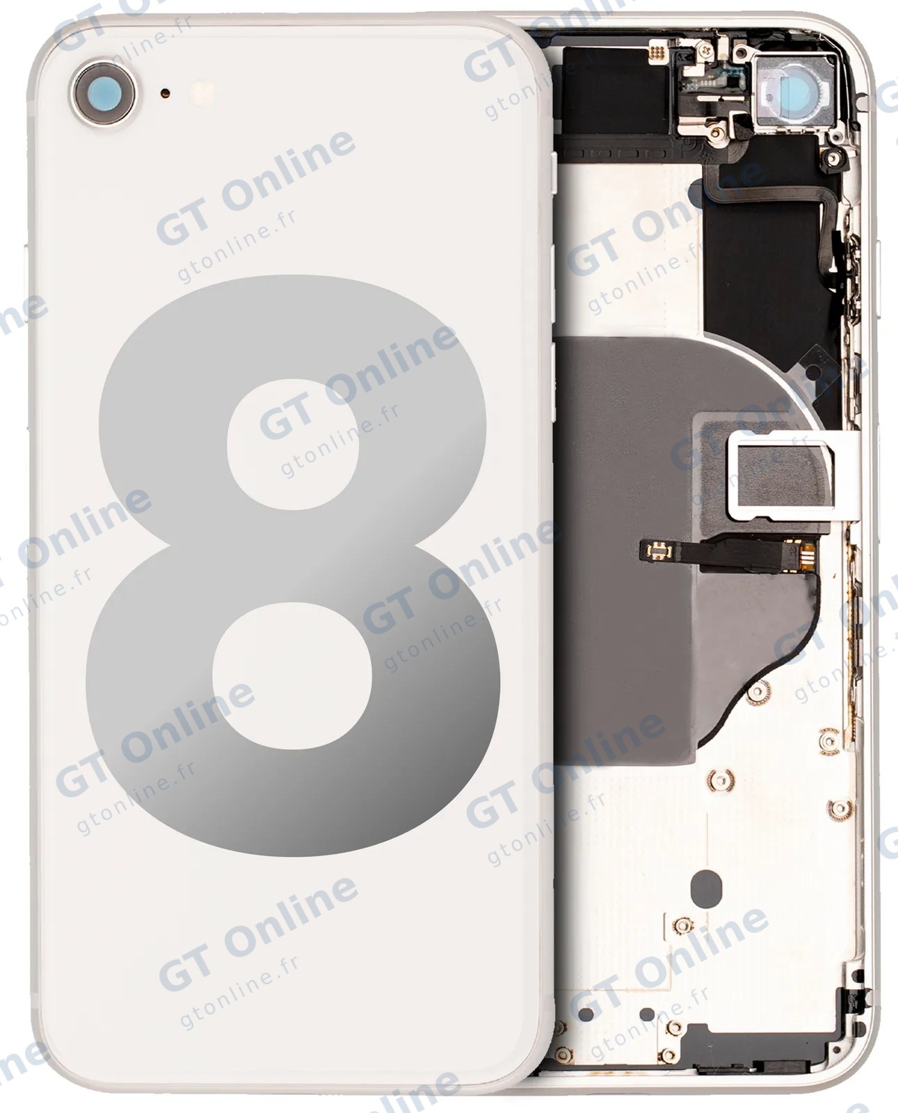 Châssis pour Apple iPhone 8 (origine d'occasion — grade B, argent)