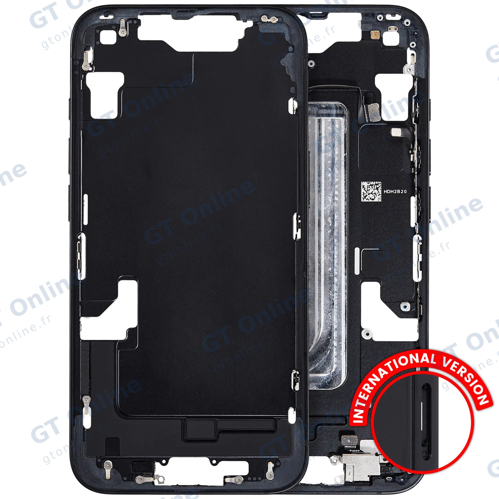 Châssis avec petits composants pour Apple iPhone 16e / 17e (version EU, origine d'occasion — grade A, noir)