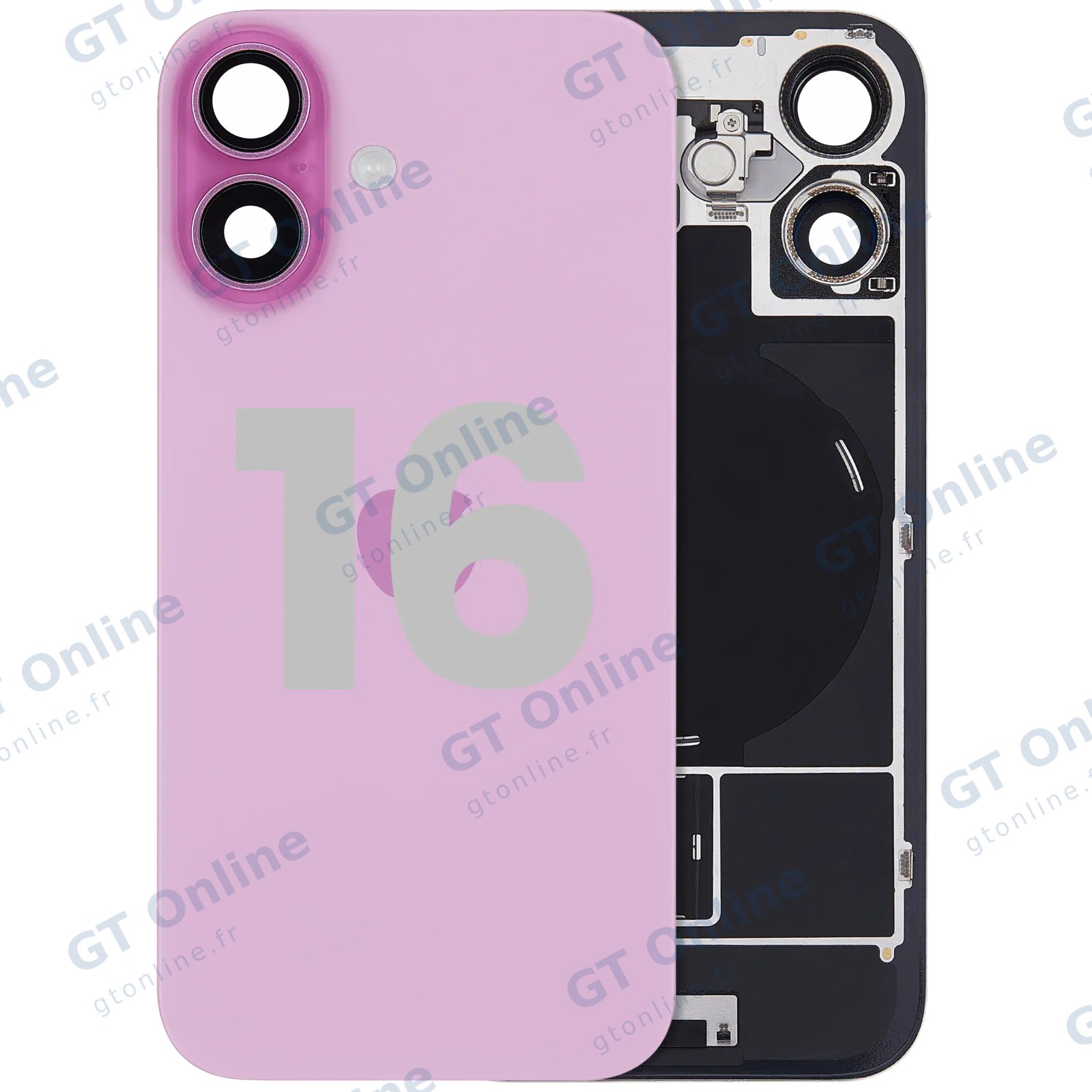 Vitre arrière pour Apple iPhone 16 (origine d'occasion — grade A, rose)