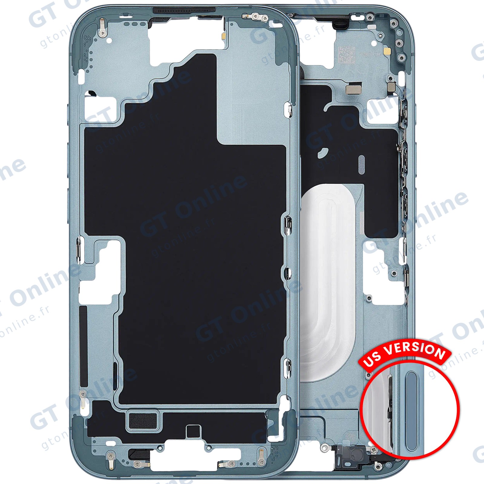 Châssis pour Apple iPhone 16 (version US, compatible premium, turquoise)