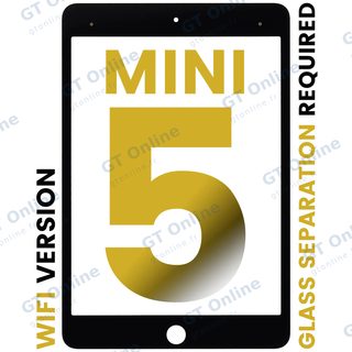 Vitre d’écran pour Apple iPad Mini 5 (Glass Separation Required, WiFi uniquement, noir)