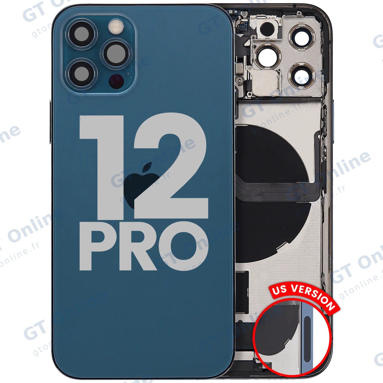Châssis pour Apple iPhone 12 Pro (version US, origine d'occasion — grade A, Pacific Blue)
