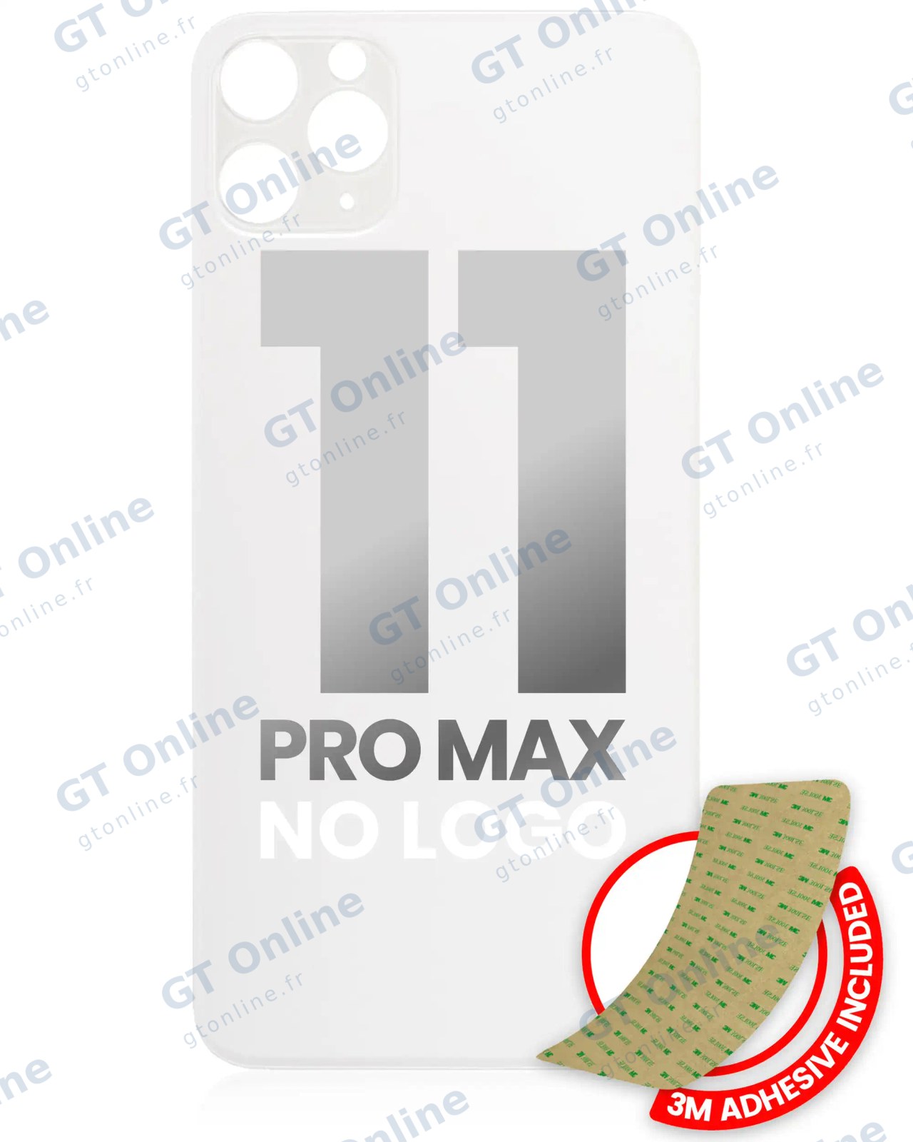 Vitre arrière pour Apple iPhone 11 Pro Max (No Logo / Large Camera Hole, argent)