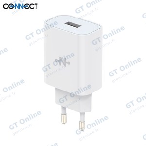 Chargeur Secteur USB CONNECT MC-CBA18W Charge Rapide 18W QC3.0 Blanc