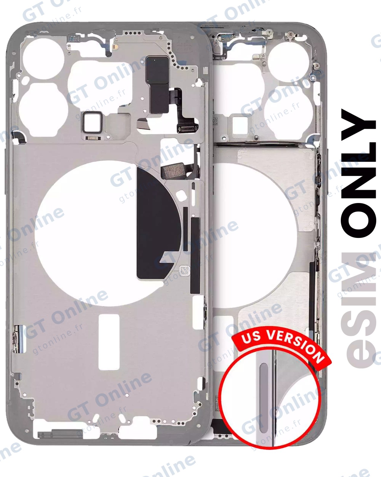 Châssis pour Apple iPhone 15 Pro Max (version US, origine d'occasion — grade B, White Titanium)