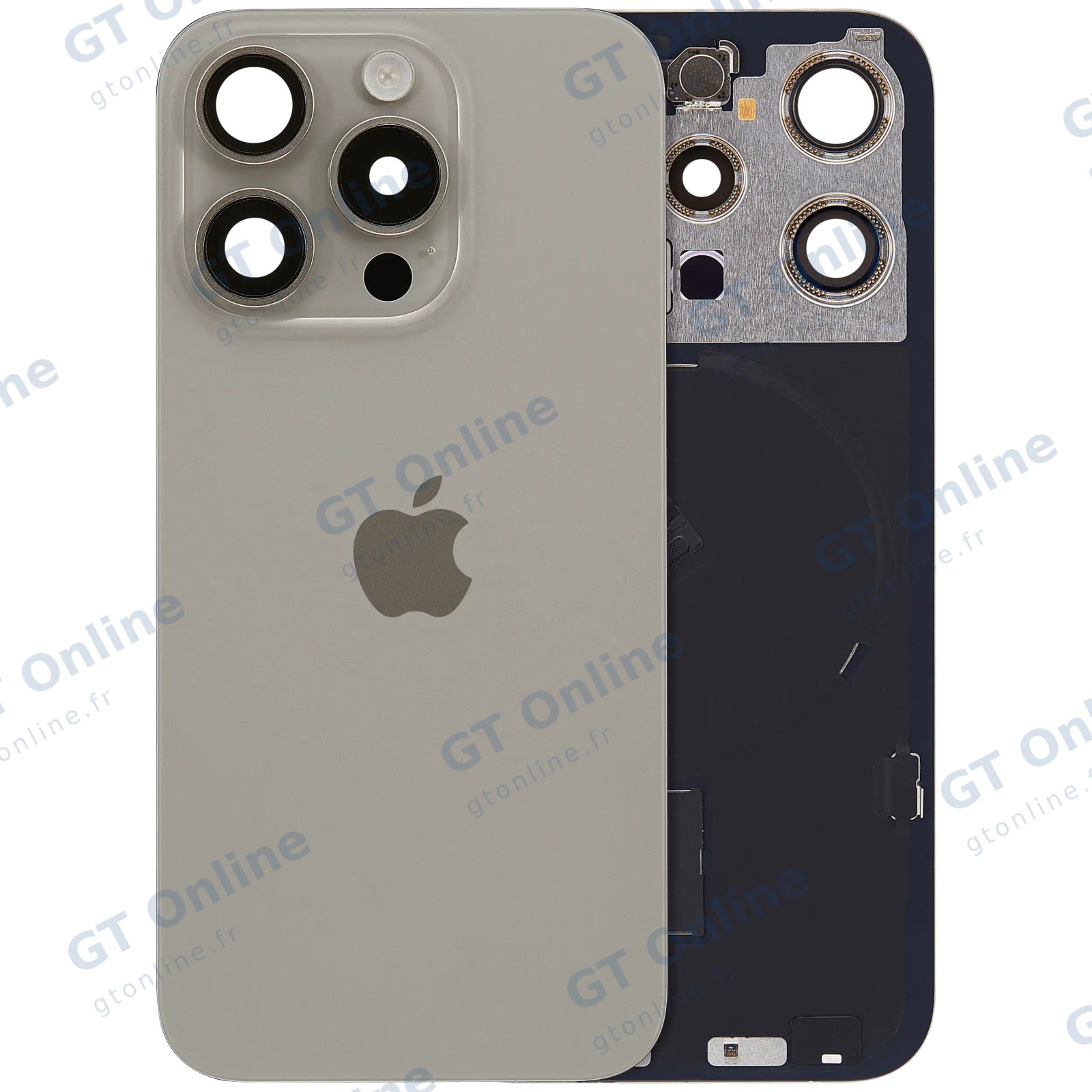 Vitre arrière avec MagSafe, NFC et nappe flash pour Apple iPhone 15 Pro (UK / EU Version, origine, titane naturel)