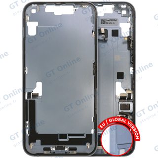 Châssis pour Apple iPhone 14 Plus (version EU, origine d'occasion — grade B, bleu) — Châssis central avec connecteur de charge Flex et petites pièces