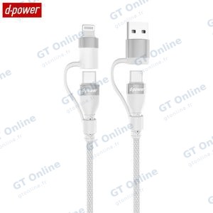 Câble Data Multi d-power F3007 4 en 1 Nylon 1m Blanc