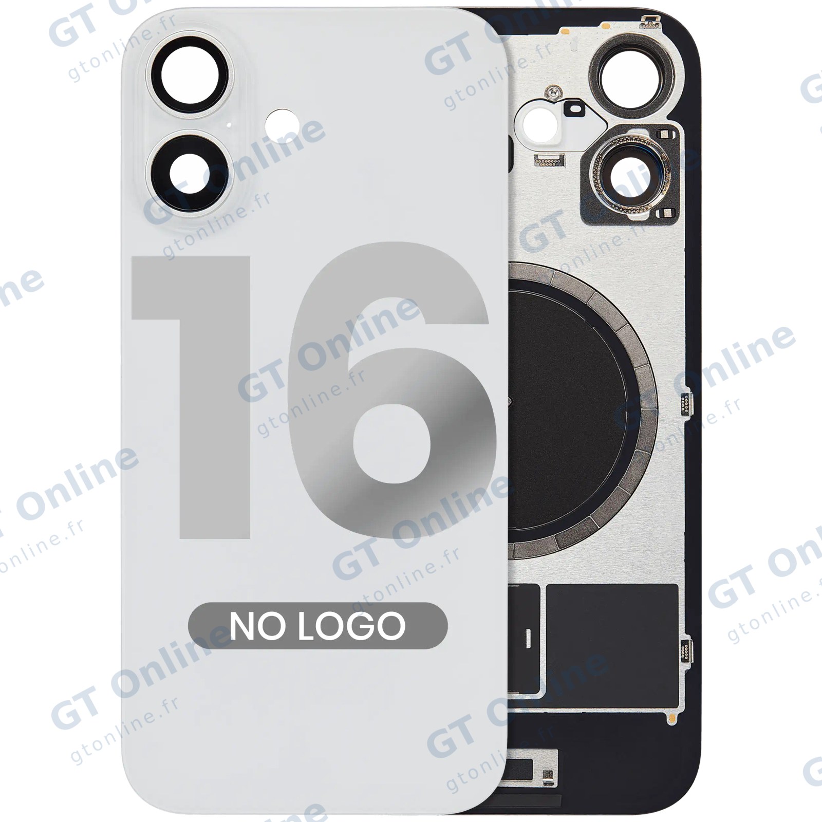 Vitre arrière pour Apple iPhone 16 (sans logo, compatible, blanc)
