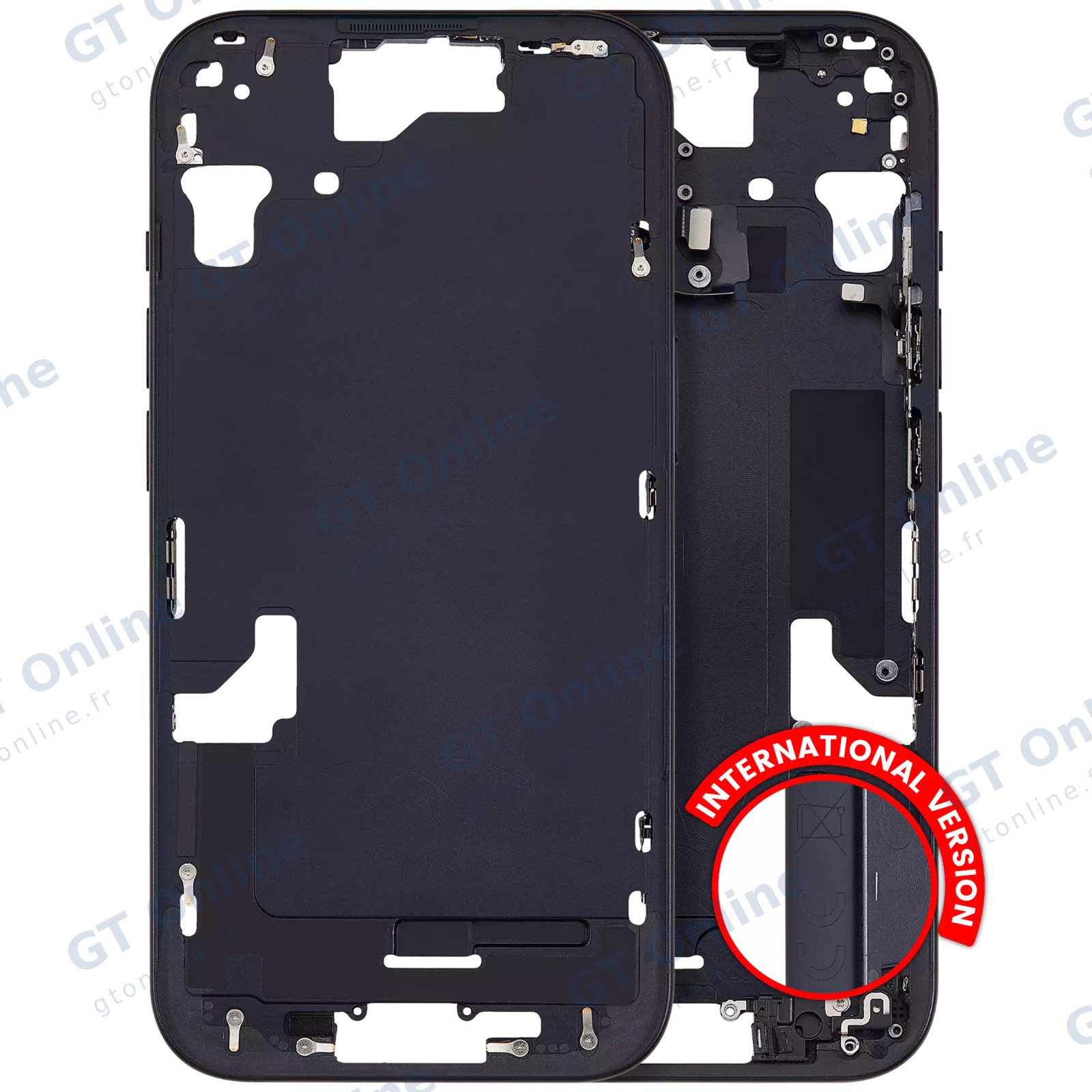 Châssis avec petits composants pour Apple iPhone 15 (version EU, compatible, noir) — vue 1