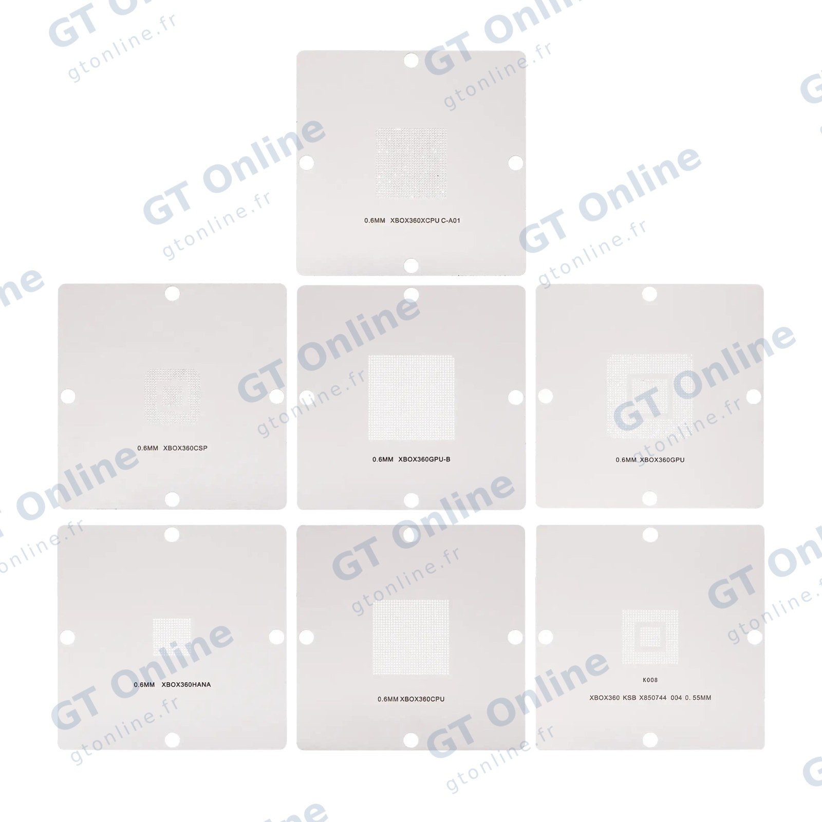 Jeu de 7 pochoirs de rebillage BGA pour Microsoft Xbox 360