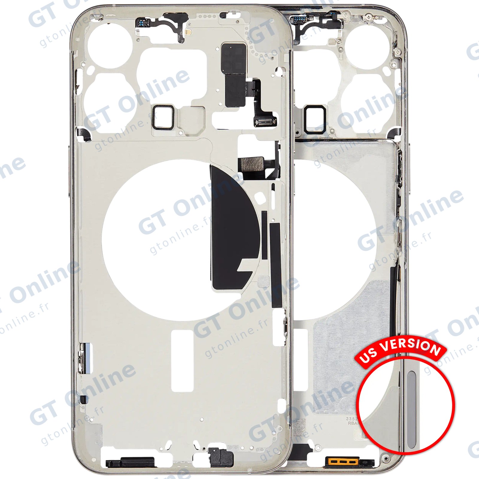 Châssis pour Apple iPhone 15 Pro Max (version US, compatible premium, White Titanium)