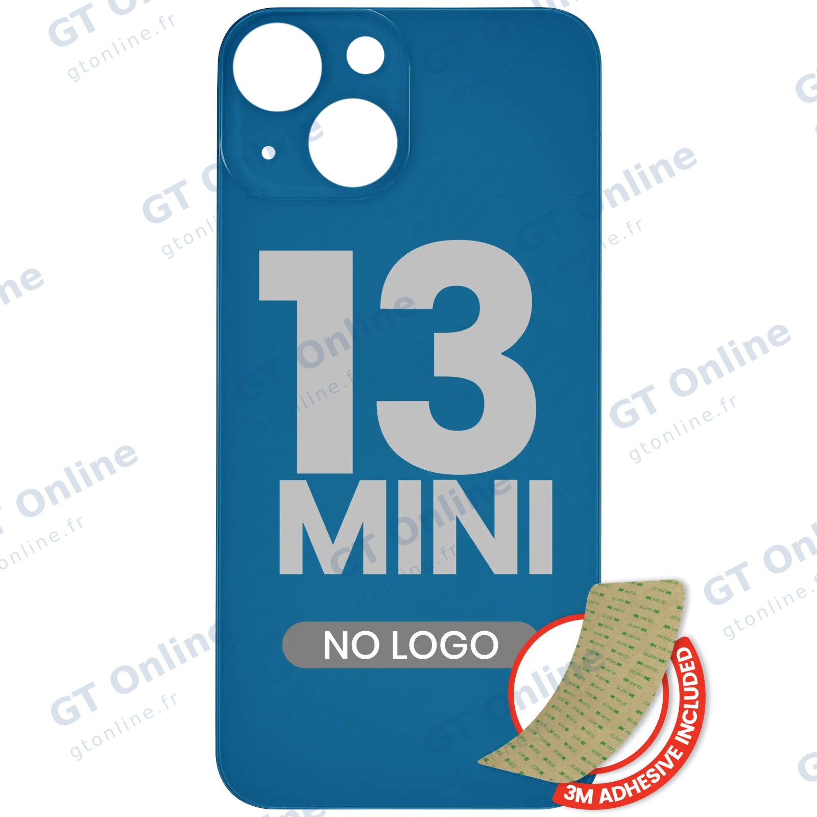 Vitre arrière pour Apple iPhone 13 Mini (No Logo / Large Camera Hole, bleu)