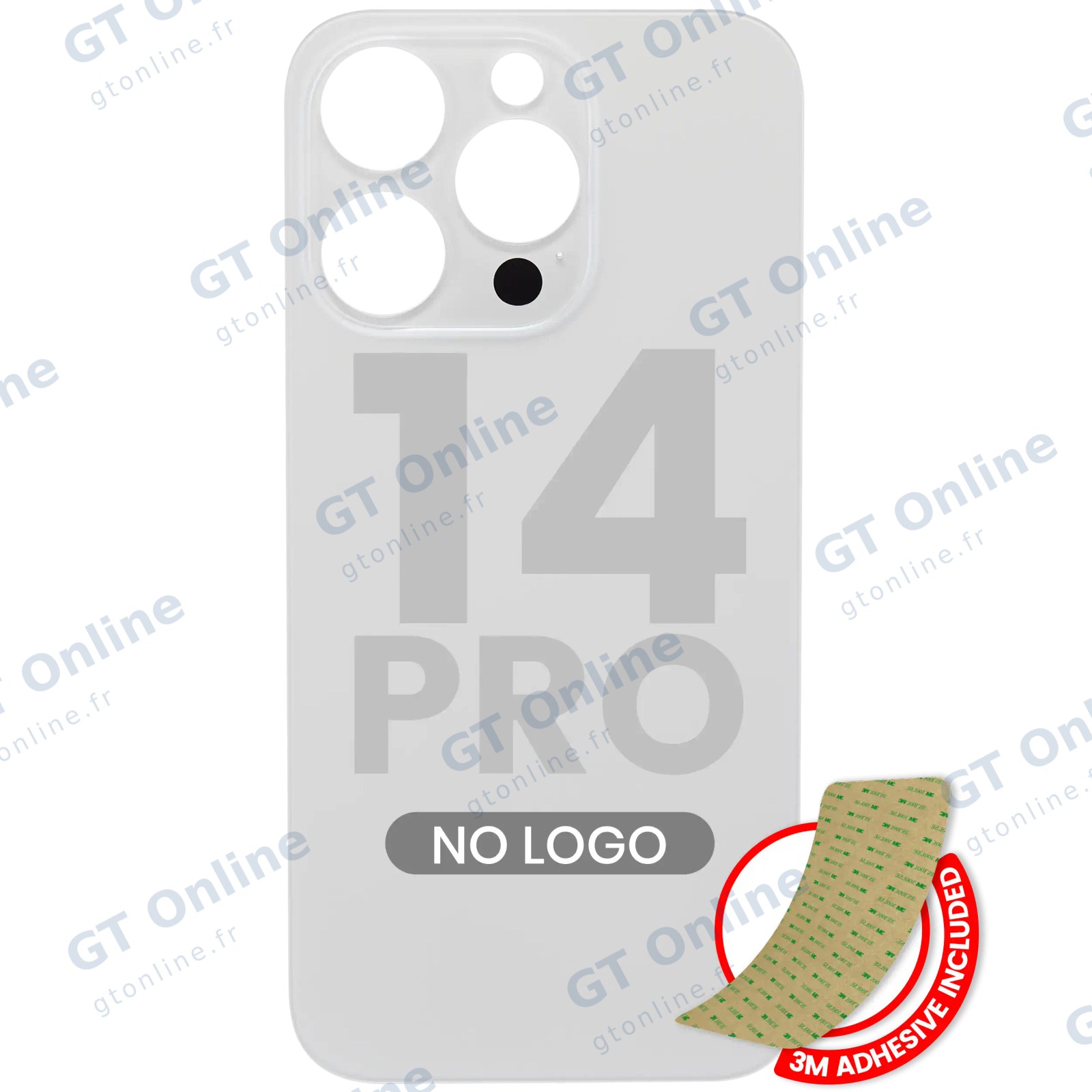 Vitre arrière pour Apple iPhone 14 Pro (No Logo / Large Camera Hole, argent)