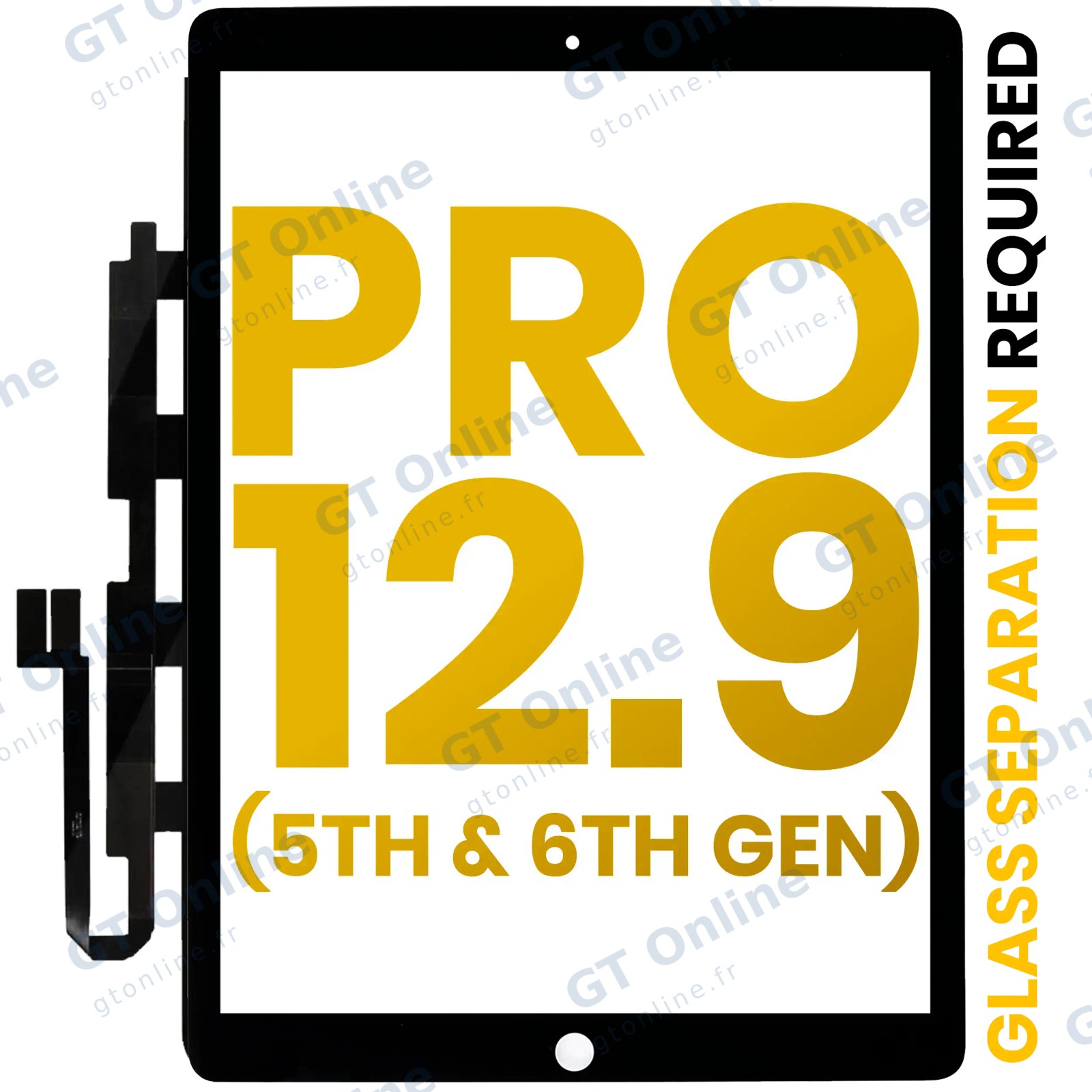 Vitre tactile pour Apple iPad Pro 12.9" 5e gén. (2021) / 12.9" 6e gén. (2022) (OCA préinstallé, séparation de la vitre requise, premium, toutes couleurs)