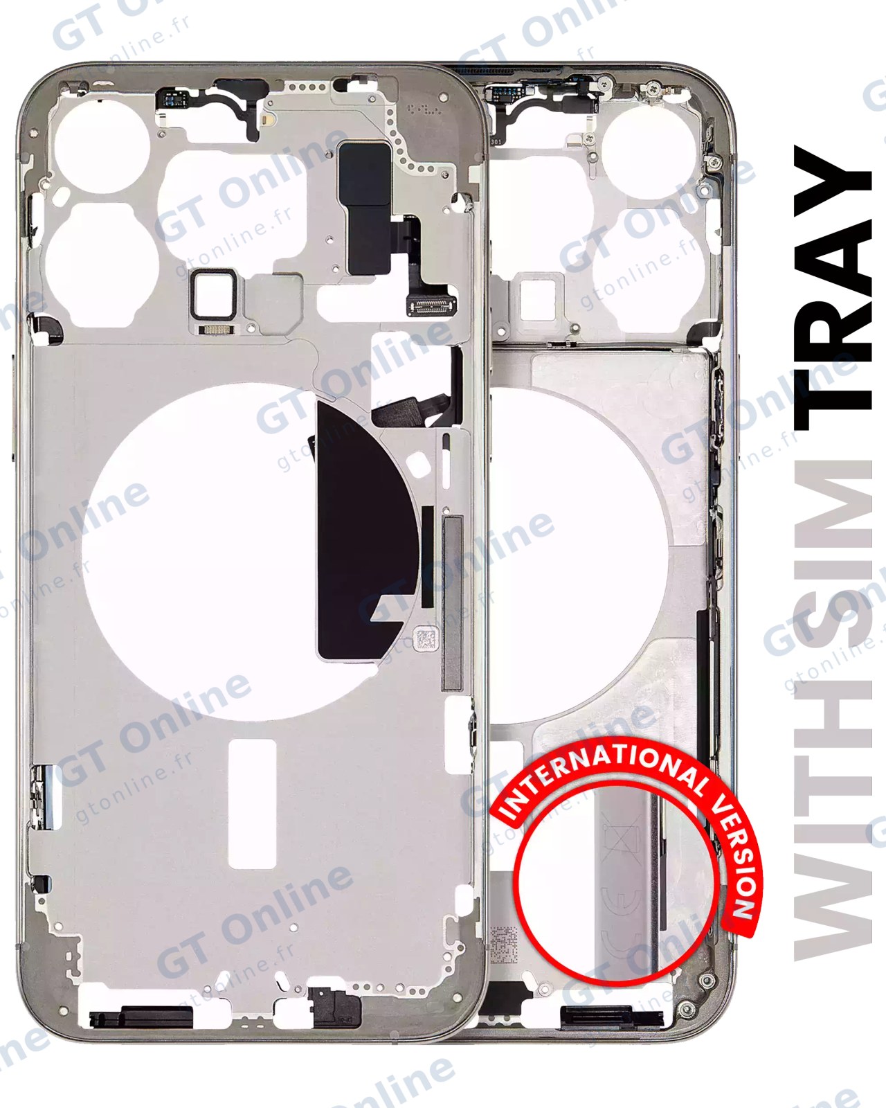 Châssis pour Apple iPhone 15 Pro Max (version EU, origine d'occasion — grade A, Natural Titanium)