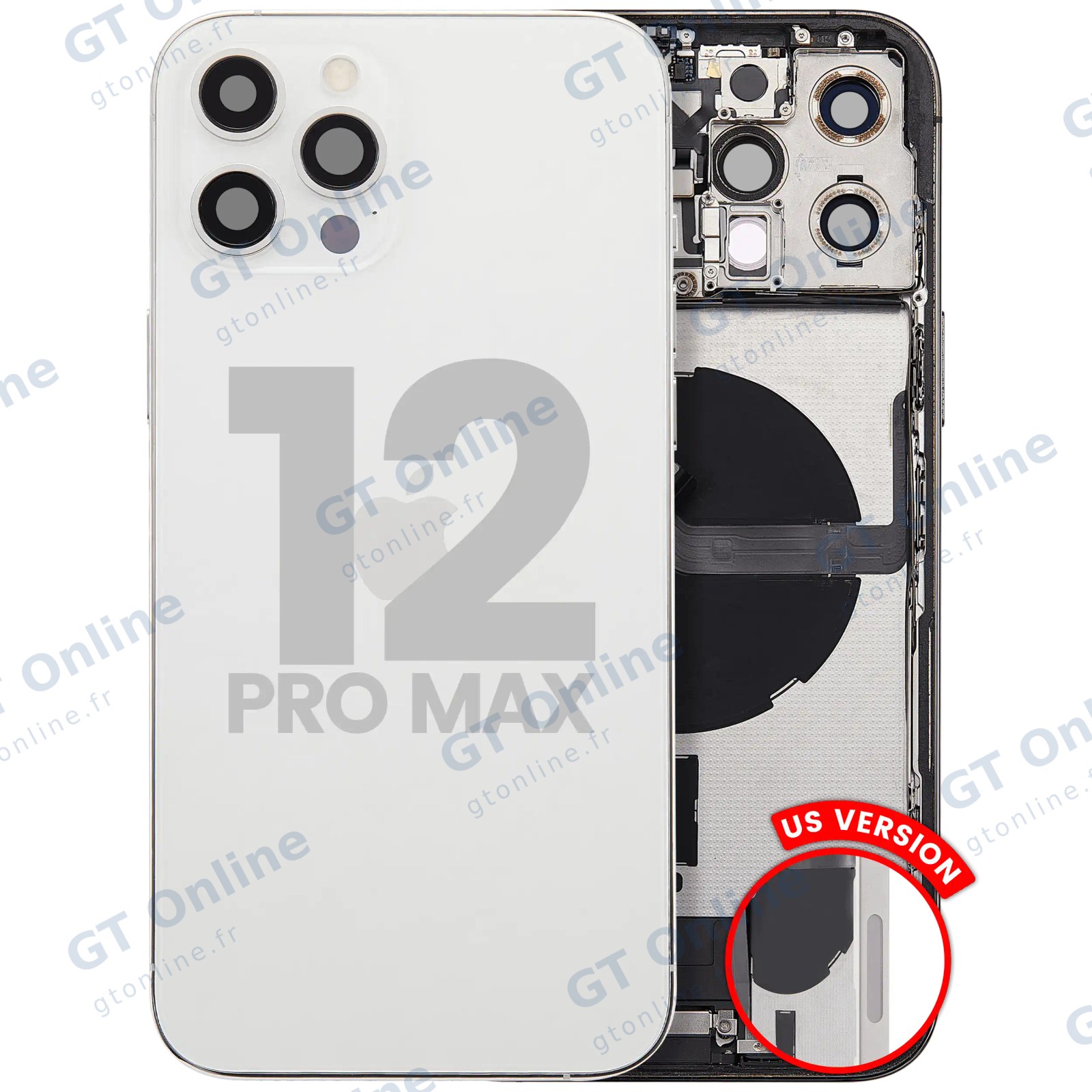 Châssis pour Apple iPhone 12 Pro Max (version US, origine d'occasion — grade B, argent)