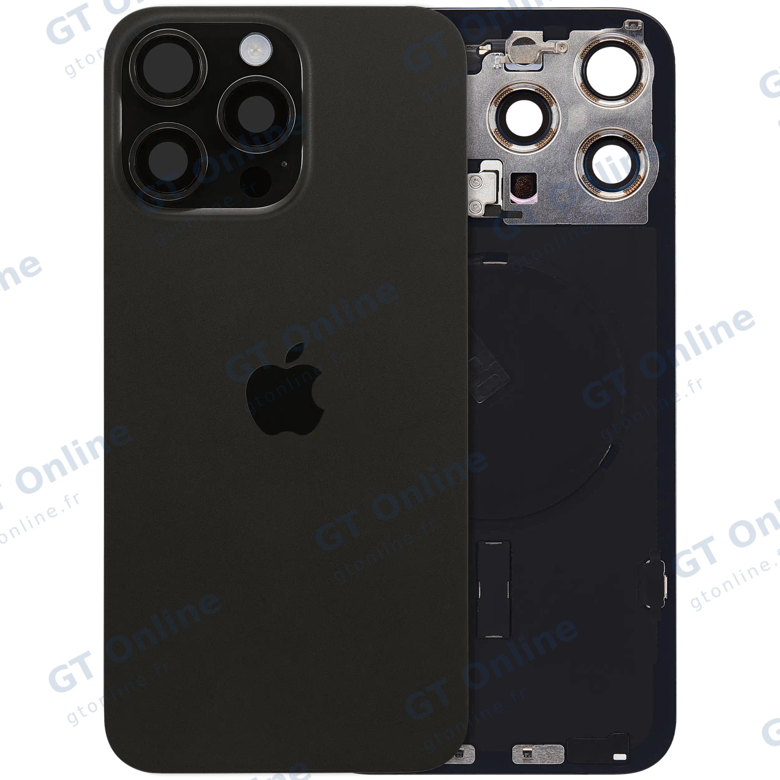 Vitre arrière avec MagSafe, NFC et nappe flash pour Apple IPhone 15 Pro Max (origine, titane noir)