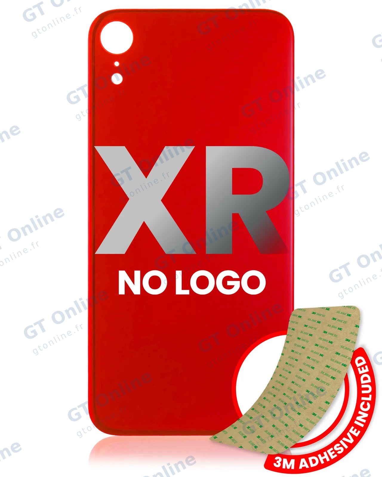 Vitre arrière pour iPhone XR (No Logo / Large Camera Hole, rouge)