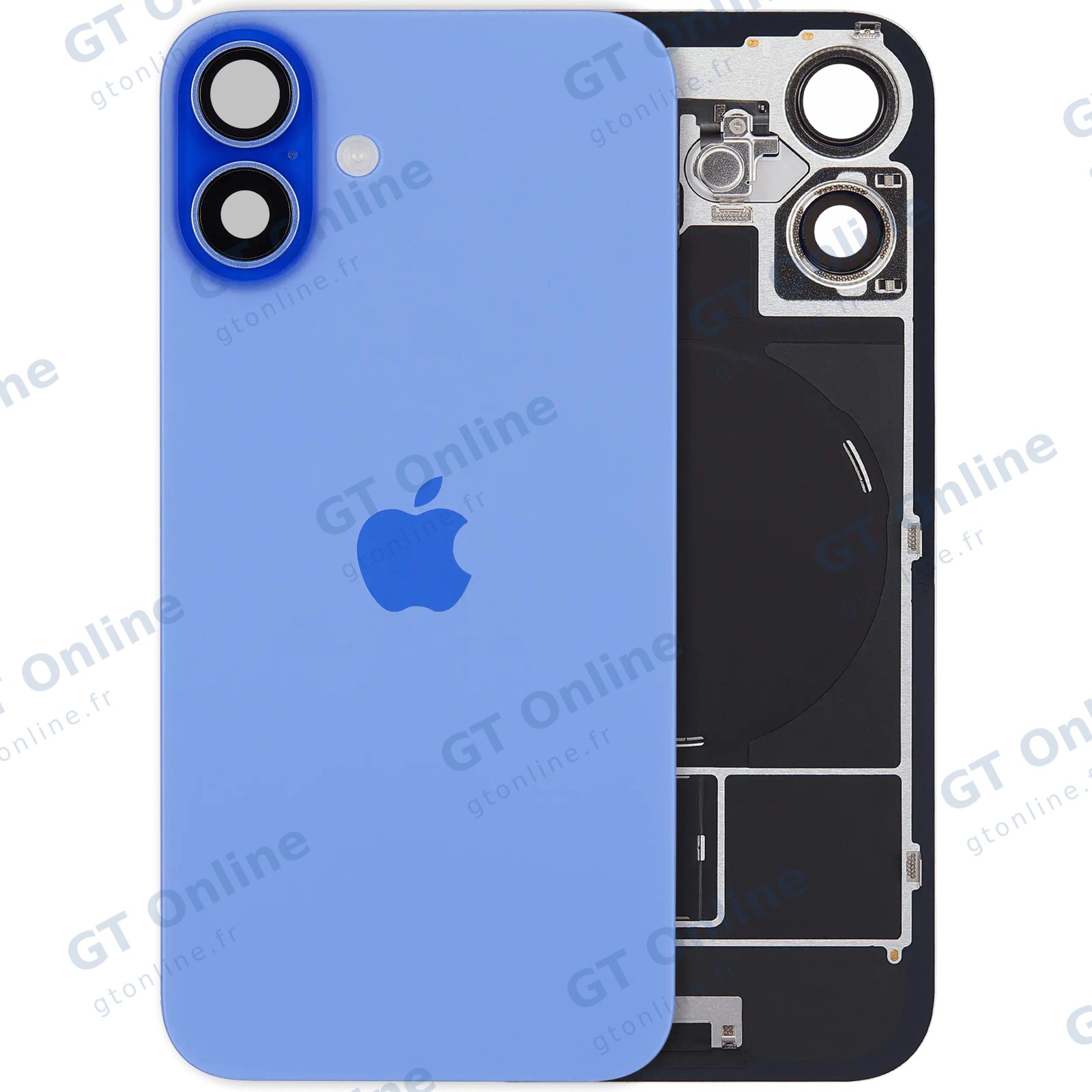 Vitre arrière avec MagSafe, NFC et nappe flash pour Apple iPhone 16 plus (UK / EU Version, origine, bleu outremer)