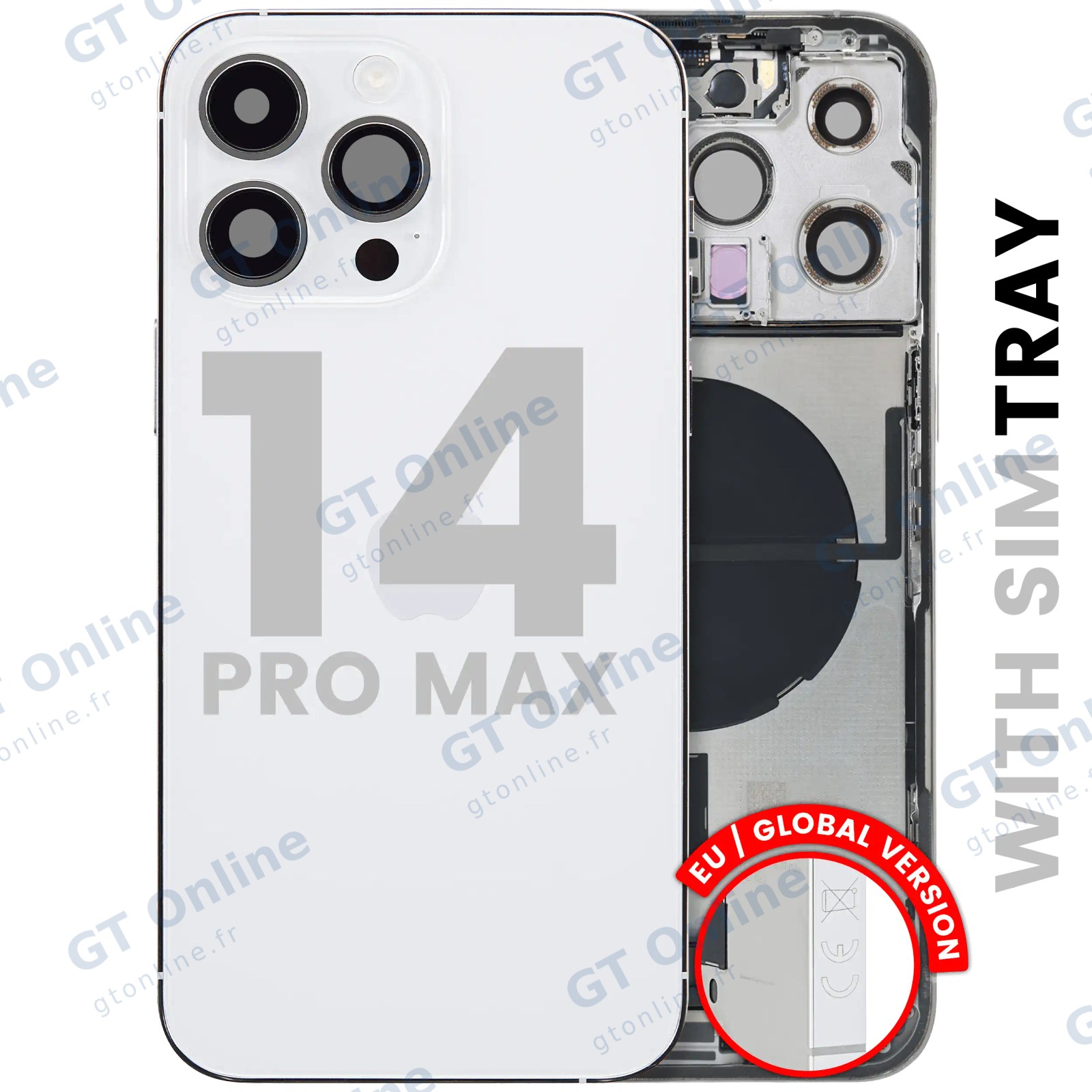 Châssis pour Apple iPhone 14 Pro Max (version EU, origine d'occasion — grade B, argent)
