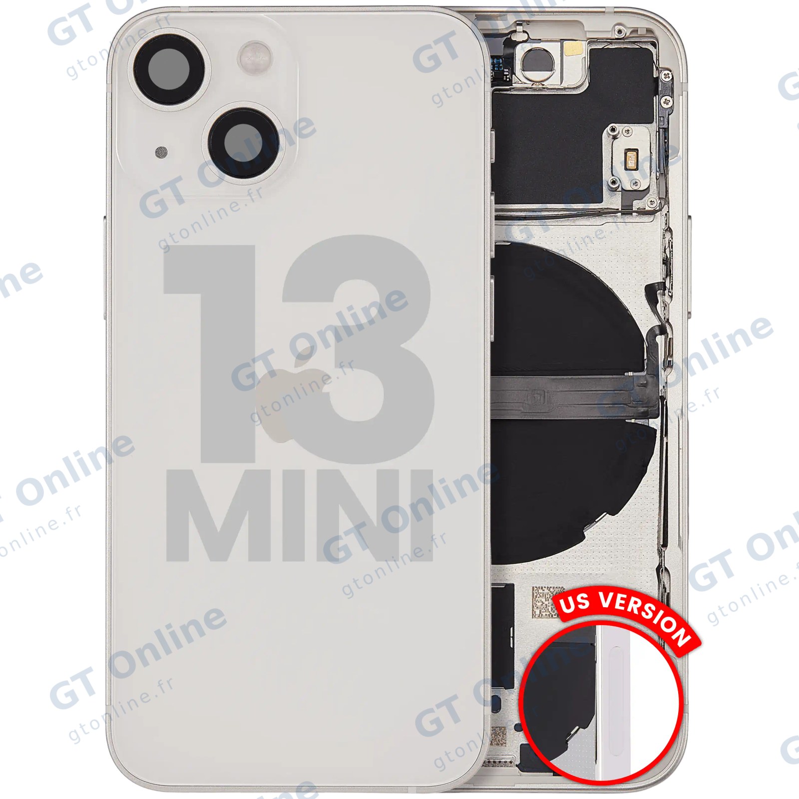 Châssis pour Apple iPhone 13 Mini (version US, origine d'occasion — grade B, lumière stellaire)