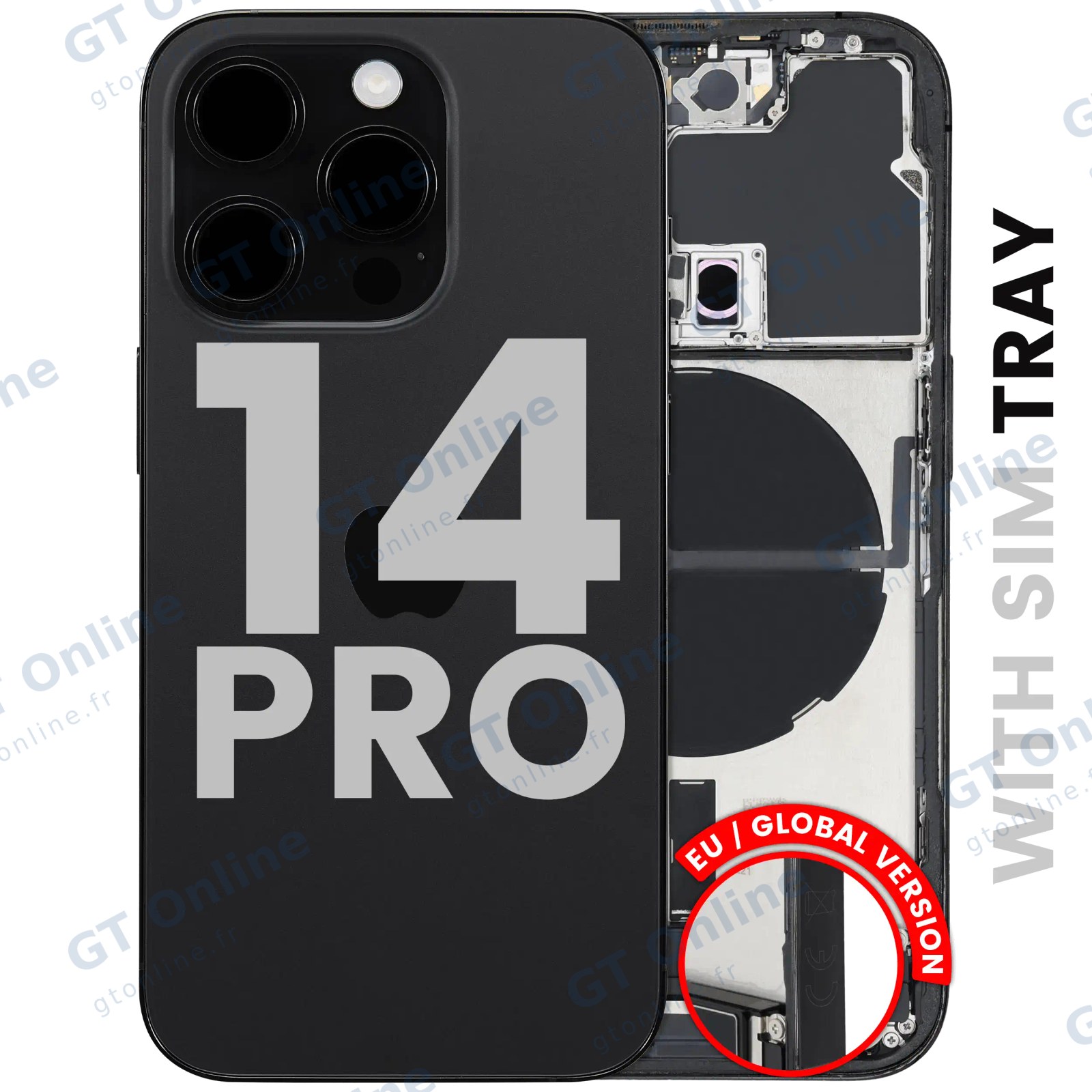 Châssis pour Apple iPhone 14 Pro (version EU, origine d'occasion — grade A, noir sidéral)