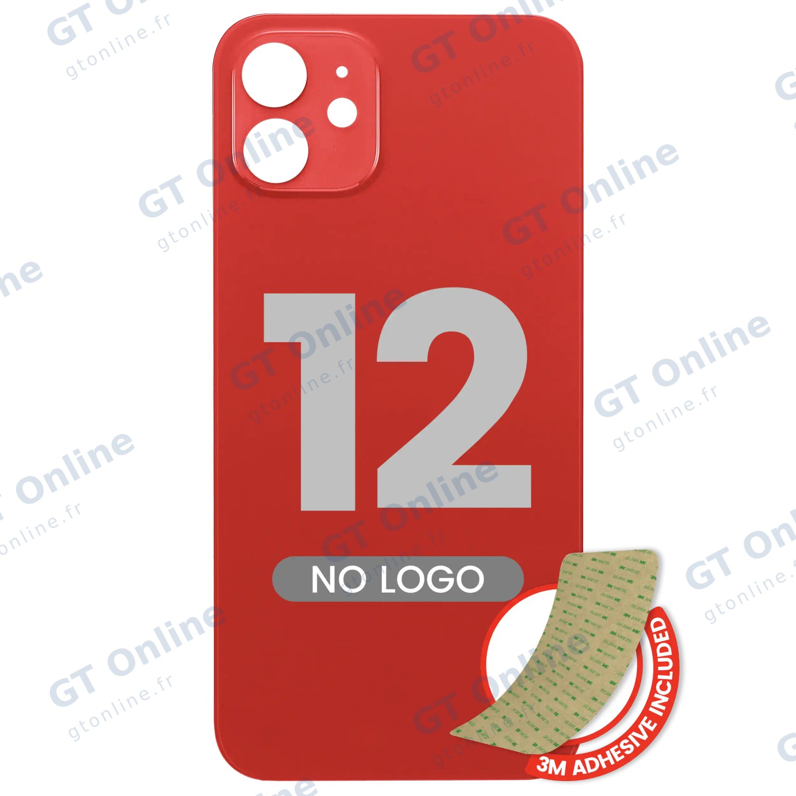 Vitre arrière pour Apple iPhone 12 (No Logo / Large Camera Hole, rouge)