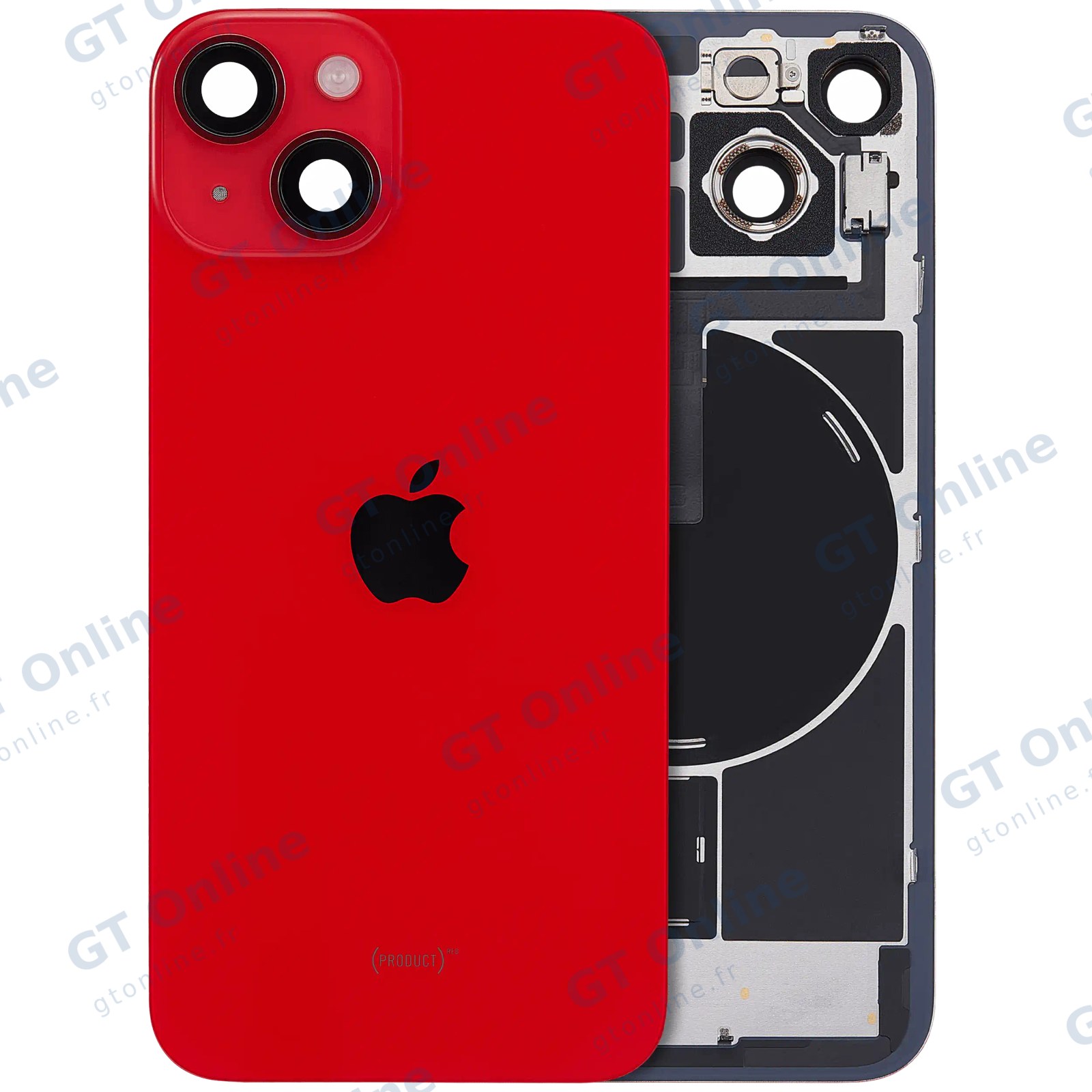 Vitre arrière avec MagSafe, NFC et nappe flash pour Apple iPhone 14 (origine, rouge)