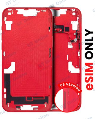 Châssis avec petits composants pour Apple iPhone 14 (version US, eSIM uniquement, compatible, rouge)
