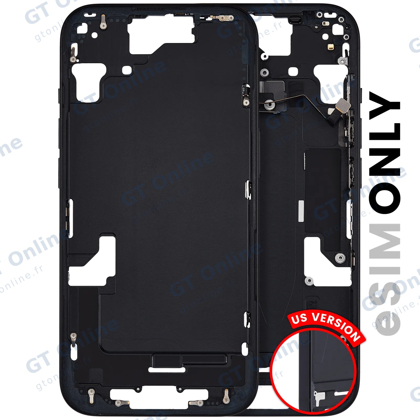Châssis pour Apple iPhone 15 (version US, origine d'occasion — grade B, noir)