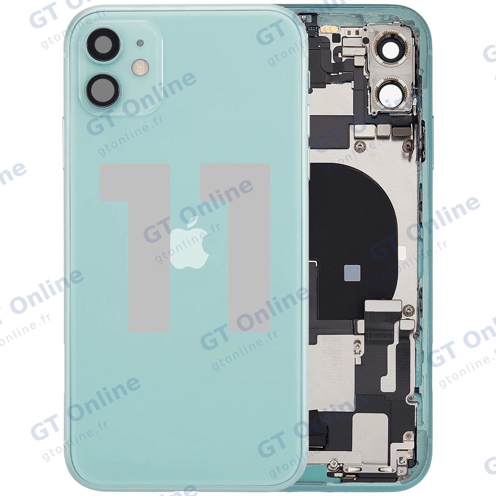 Châssis avec nappe de charge et petits composants pour Apple iPhone 11 (origine d'occasion — grade B, vert)