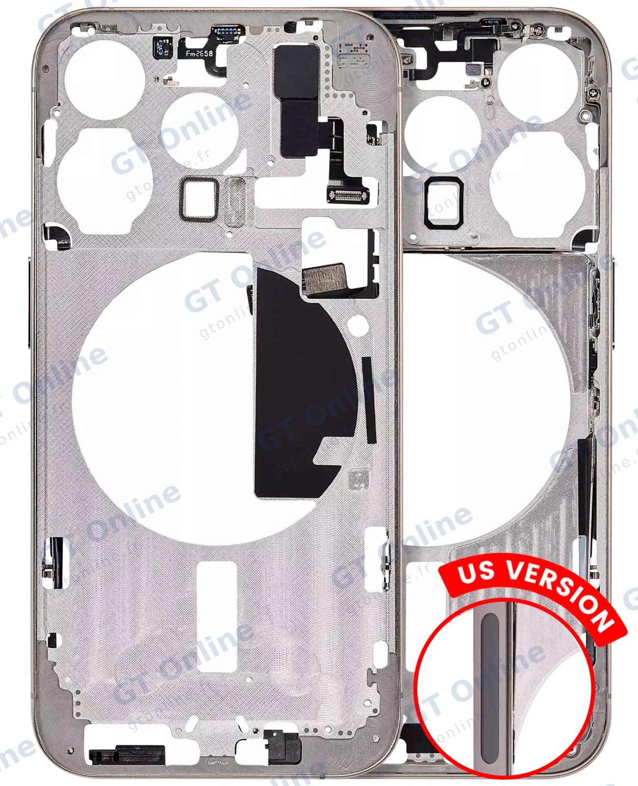 Châssis pour Apple iPhone 15 Pro (version US, compatible premium, titane naturel)