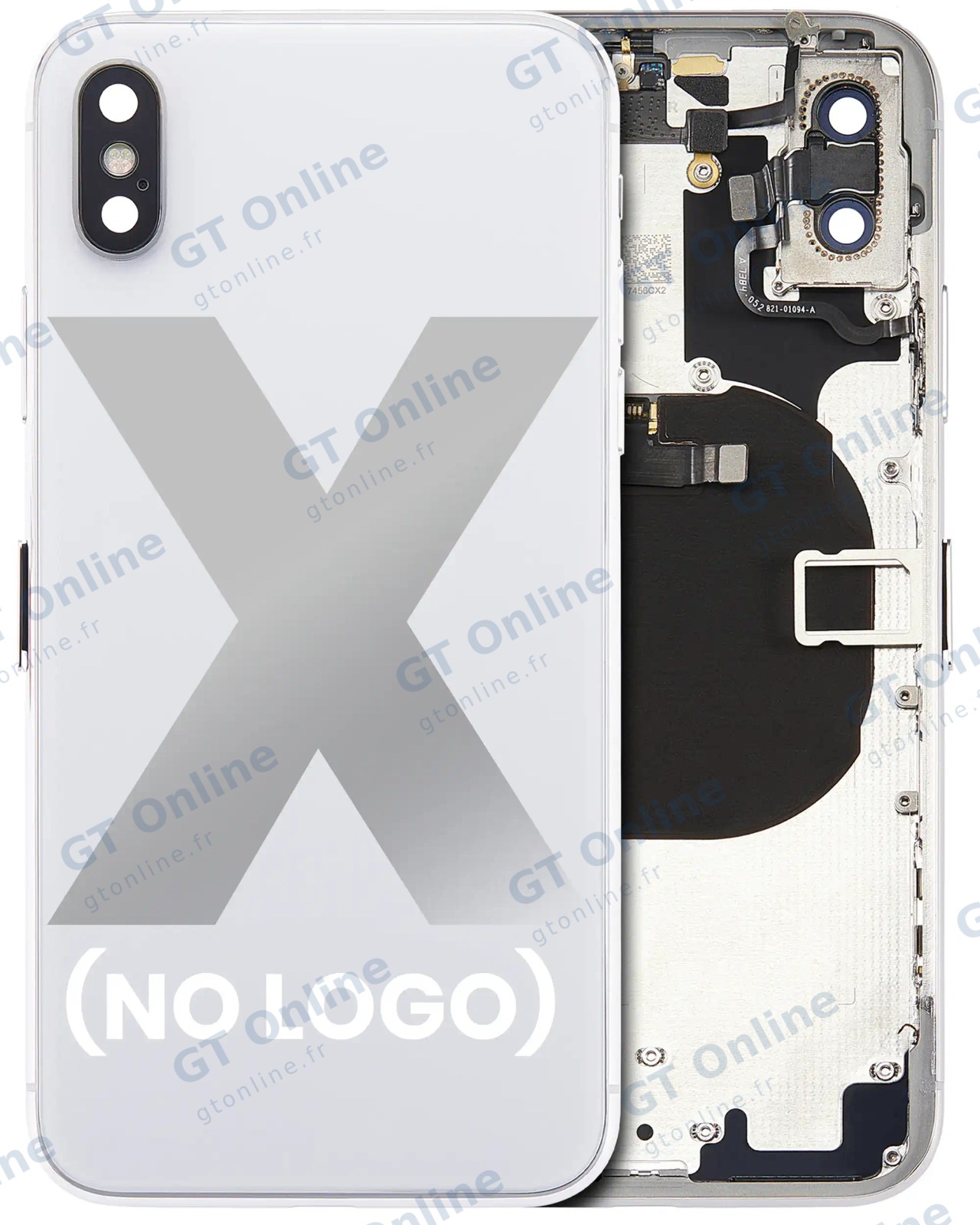 Châssis pour Apple iPhone X (sans logo, compatible premium, argent)