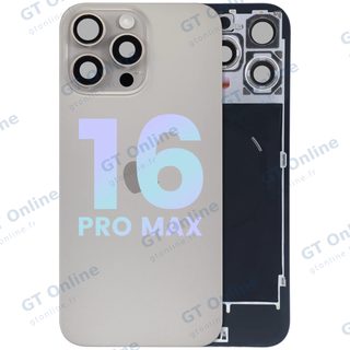 Vitre arrière avec MagSafe, NFC et nappe flash pour Apple iPhone 16 Pro Max (pack service origine, titane naturel)