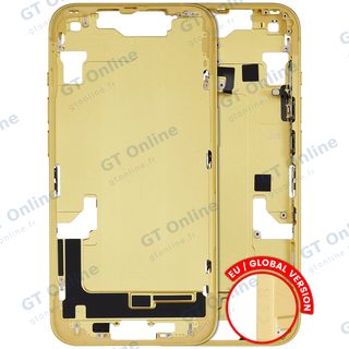 Châssis avec petits composants pour Apple iPhone 14 (version EU, origine d'occasion — grade B, jaune)