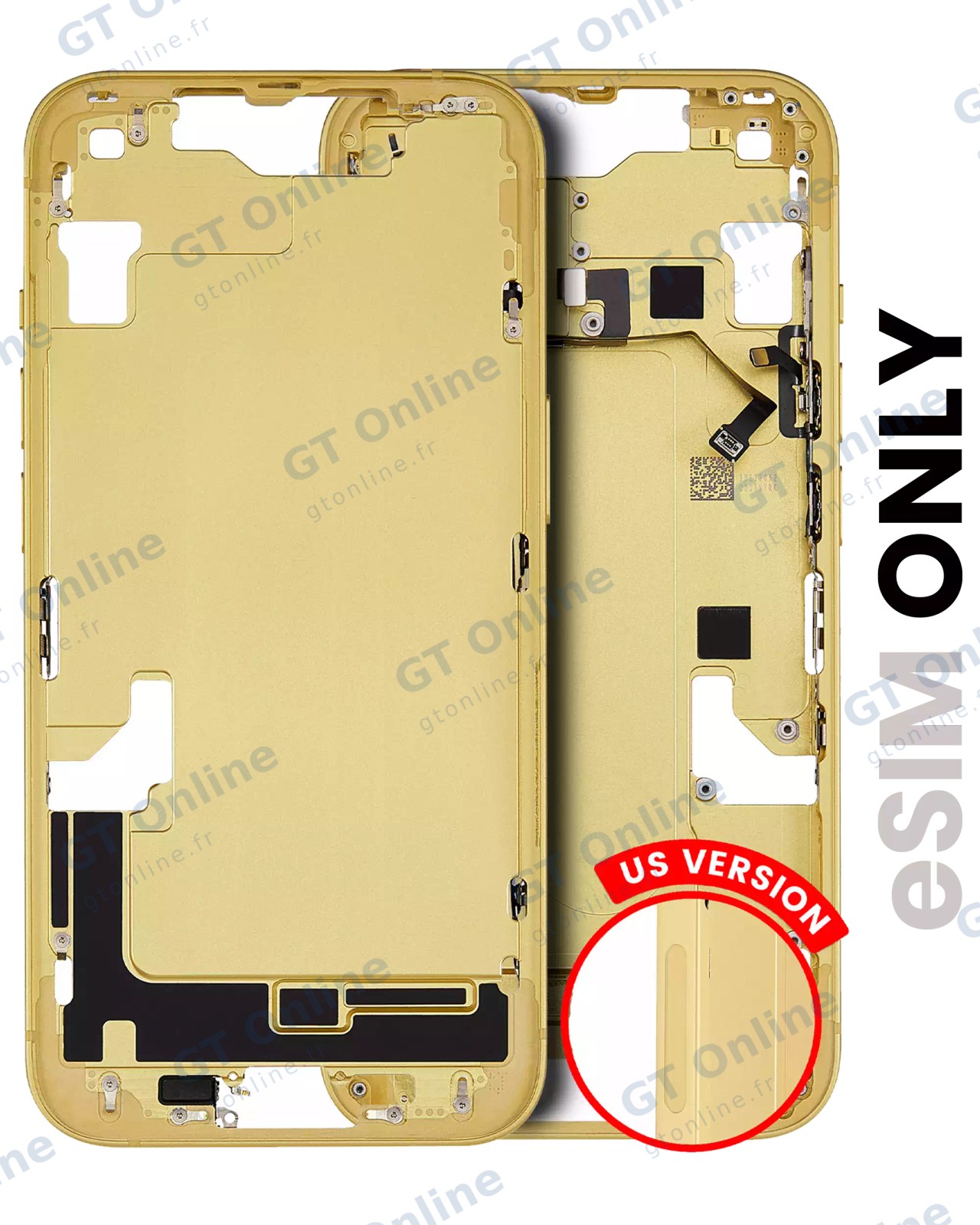 Châssis pour Apple iPhone 14 (version US, origine d'occasion — grade A, jaune)