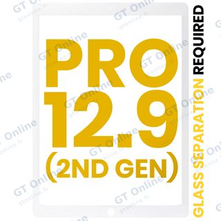 Vitre tactile pour Apple iPad Pro 12.9" 2nd Gen (2017) (OCA préinstallé, séparation de la vitre requise, premium, blanc)